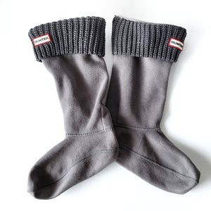 HUNTER | Grey Fleece Cable Knit Boot Lining Socks Medium